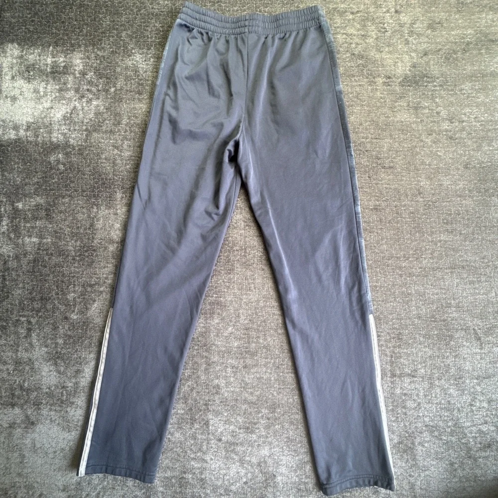 Adidas Track Pants Boys XL 18/20 Gray Camo Stripe Training Straight High Rise